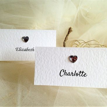 Diamante Heart Place Cards