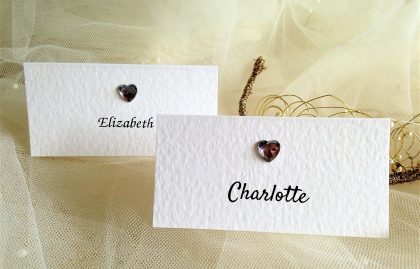 Diamante Heart Place Cards