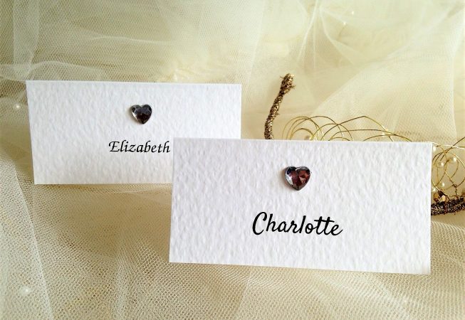 Diamante Heart Place Cards