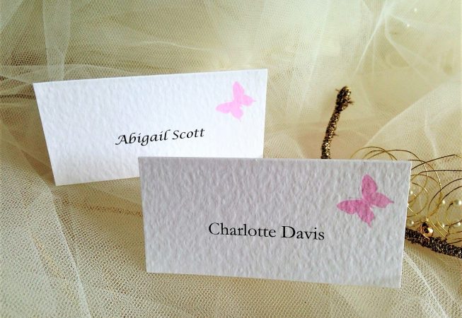 Pink Butterfly Place Cards