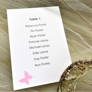 Pink Butterfly Table Plan Cards