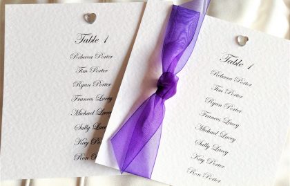 Diamante Heart Square Table Plan Cards