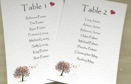 Love Tree Table Plan Cards