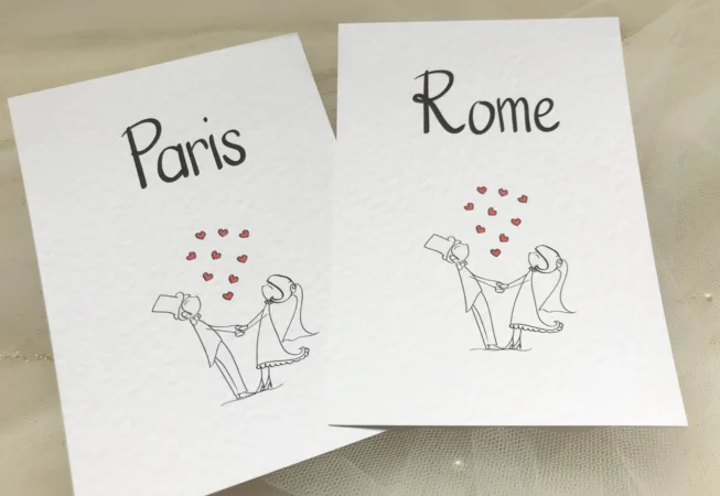 Bride & Groom Table Number Cards