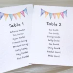 Summer Bunting Table Plan Cards