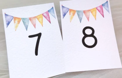 Summer Bunting Table Number Cards
