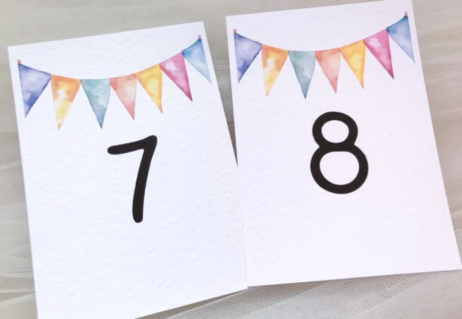 Summer Bunting Table Number Cards