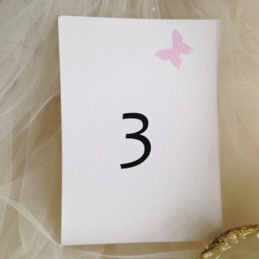 Pink Butterfly Table Number Cards