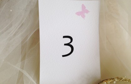 Pink Butterfly Table Number Cards