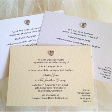 Diamante Heart Postcard Wedding Invitations