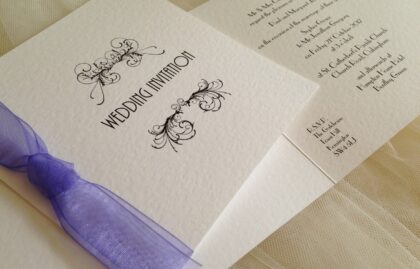Art Deco Square Centre Fold Wedding Invitations