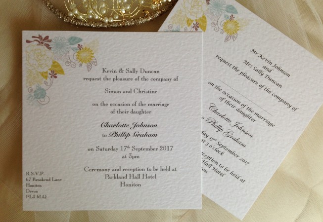 Blooms Flat Square Wedding Invitations