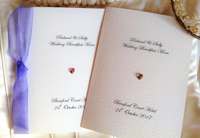 Diamante Heart Menu Booklets