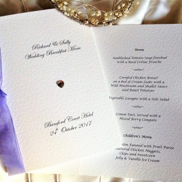 Diamante Heart Menu Booklets