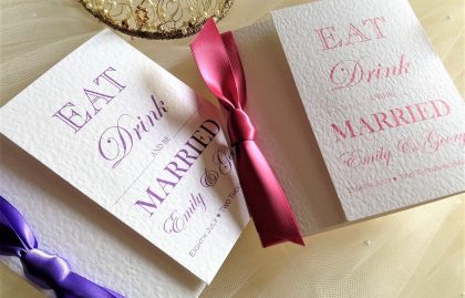 Eat Drink and Be Married Square Gatefold Wedding Invitations