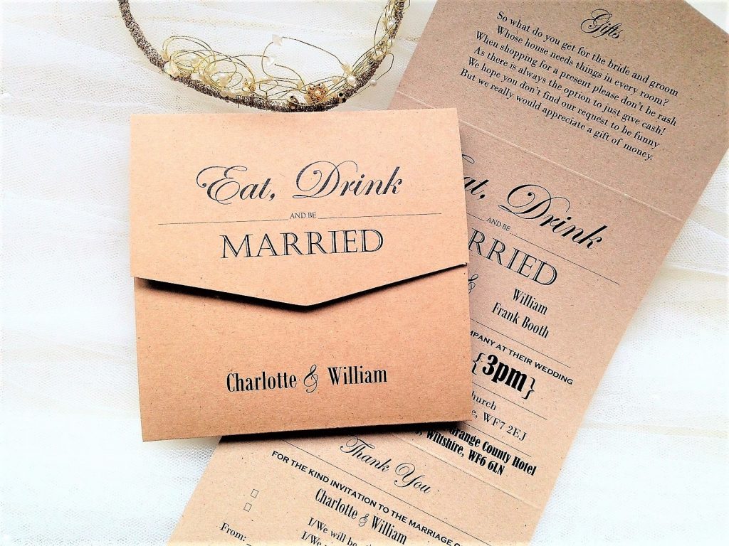 Vintage Tri Fold Wedding Invitations