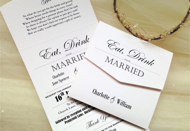 Vintage Tri Fold Wedding Invitations