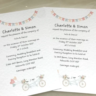 Tandem Bike Invitations
