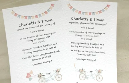 Tandem Bike Invitations