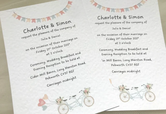 Tandem Bike Postcard Invitations
