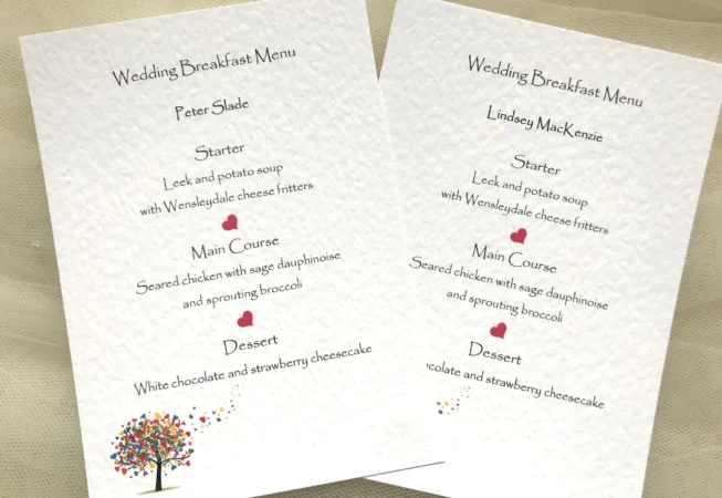 Love Tree Personalised Menu Cards