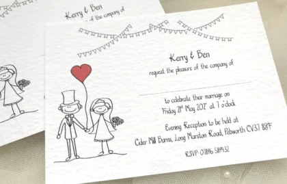 Bride and Groom Postcard Wedding Invitations