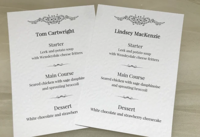 Motif Personalised Menu Cards