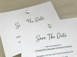 Diamante Heart Save The Date Cards