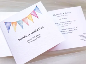 Summer Bunting Centre Fold Wedding Invitations