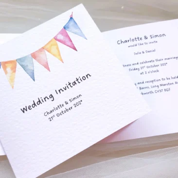 Summer Bunting Centre Fold Wedding Invitations