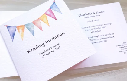 Summer Bunting Centre Fold Wedding Invitations