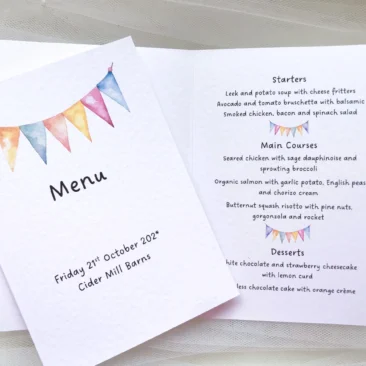 Summer Bunting Menu Booklets