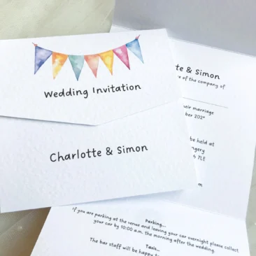 Summer Bunting Tri Fold Wedding Invitations