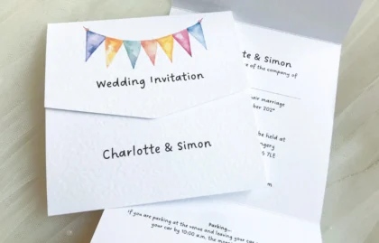 Summer Bunting Tri Fold Wedding Invitations