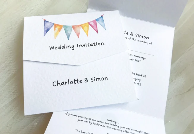 Summer Bunting Tri Fold Wedding Invitations