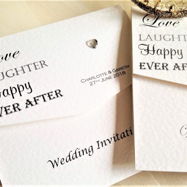 Love Laughter Tri Fold Wedding Invitations