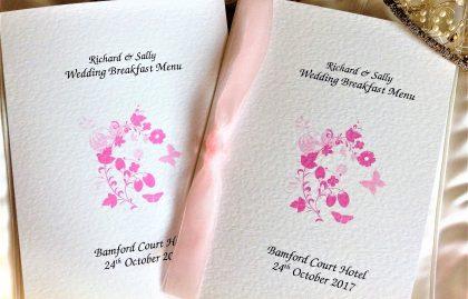 Pink Butterfly Menu Booklets