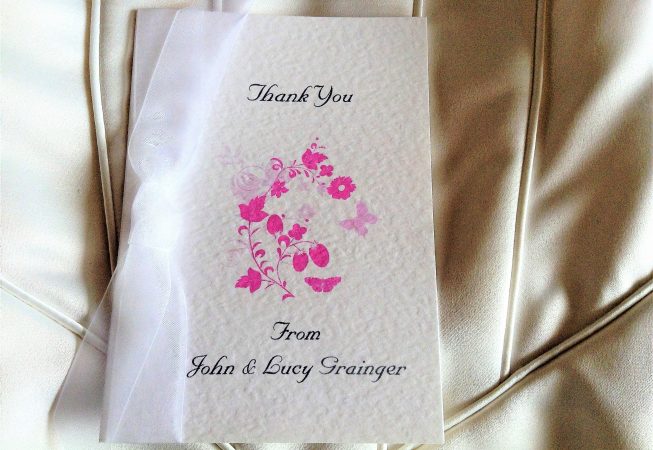 Pink Butterfly Thank You Cards