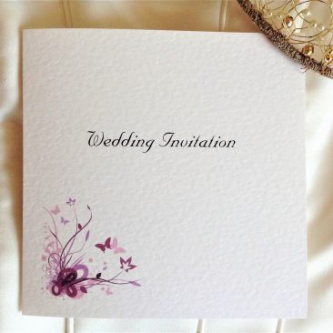 Purple and Lilac Butterfly Square Centre Fold Wedding Invitations