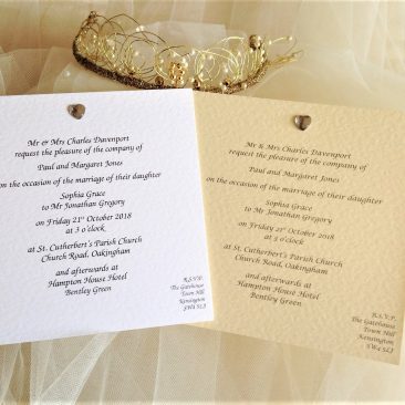 Diamante Heart Square Wedding Invitations