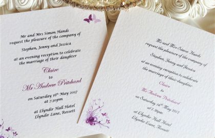 Purple and Lilac Butterfly Square Wedding Invitations