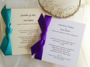 Square Wedding Invitations with Side Ribbon