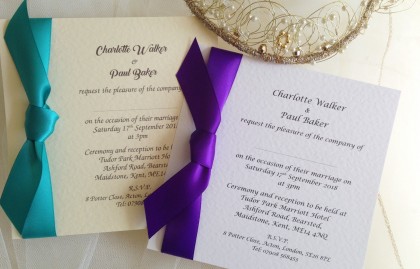Square Wedding Invitations with Side Ribbon