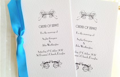 Small Art Deco Wedding Order of Service Books