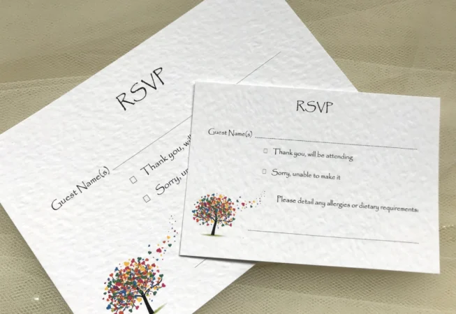 Love Tree RSVP cards and envelopes