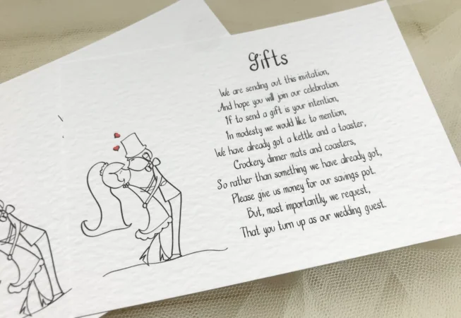 Bride and Groom Guest Information Cards