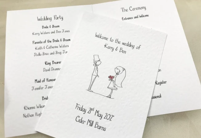 Bride & Groom Order of Service Booklets