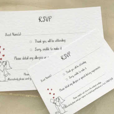 Bride and Groom RSVP Cards and Envelopes