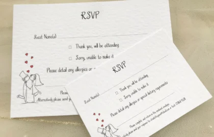 Bride and Groom RSVP Cards and Envelopes