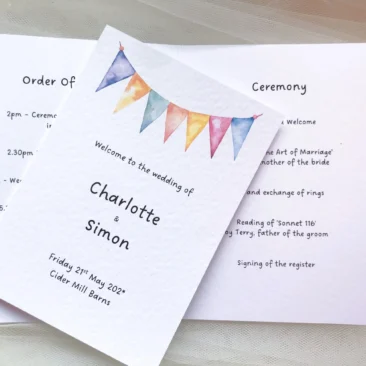 Summer Bunting Order of Service Booklets